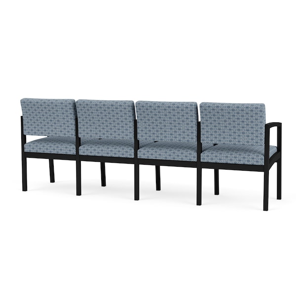 Lenox Steel 4 Seat Tandem Seating Metal Frame, Black, RS Rain Song Upholstery